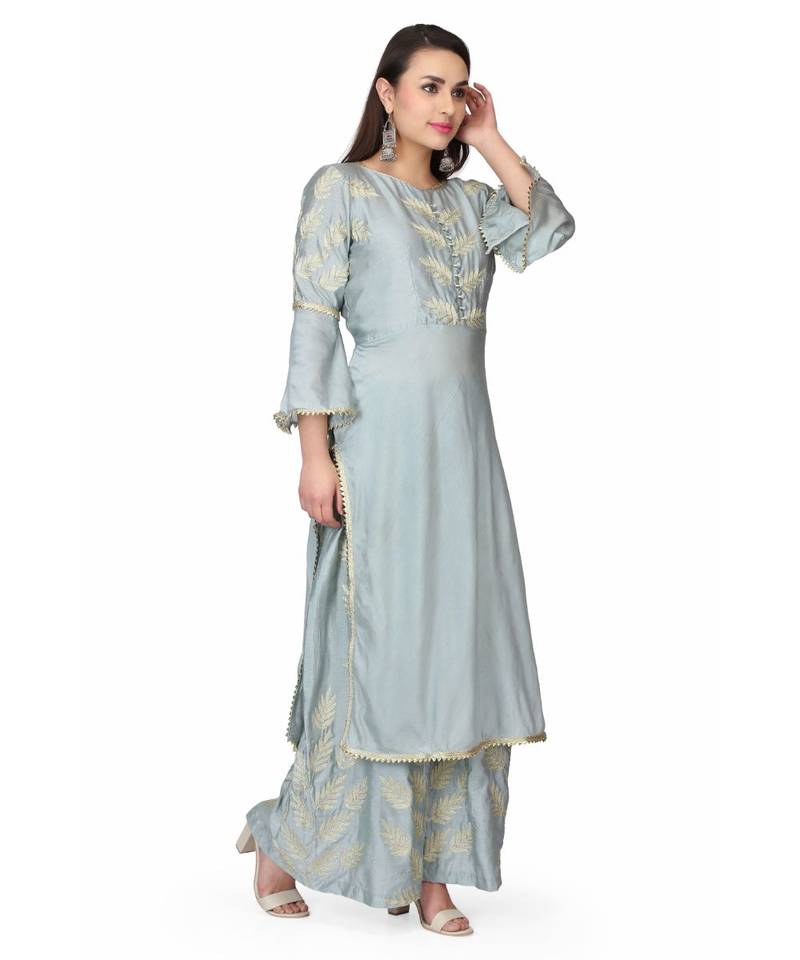 silk Mint Green stitched  Kurti