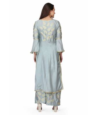 silk Mint Green stitched  Kurti 4
