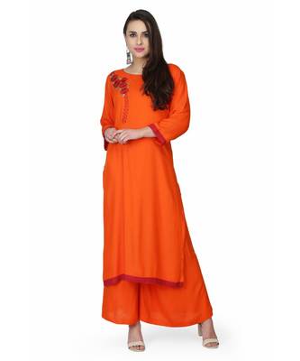 Rayon Orange stitched  Kurti 1