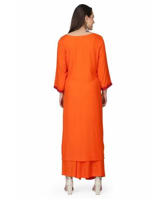 Rayon Orange stitched  Kurti 5