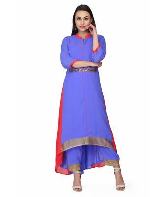 Georgette Blue stitched  Kurti 1