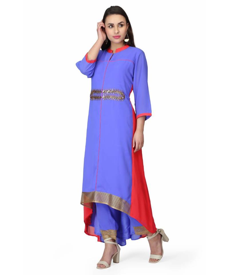 Georgette Blue stitched  Kurti