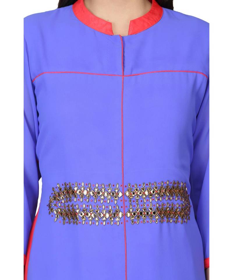 Georgette Blue stitched  Kurti
