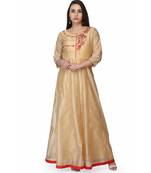 silk Beige stitched  Kurti