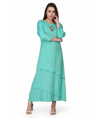 Rayon Green stitched  Kurti 1