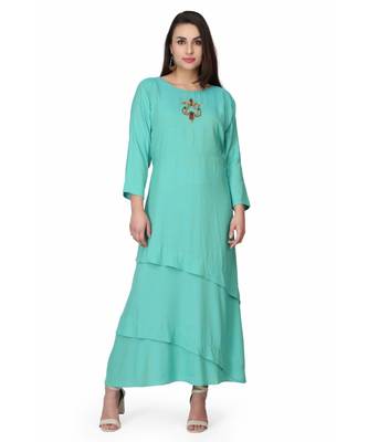Rayon Green stitched  Kurti 2