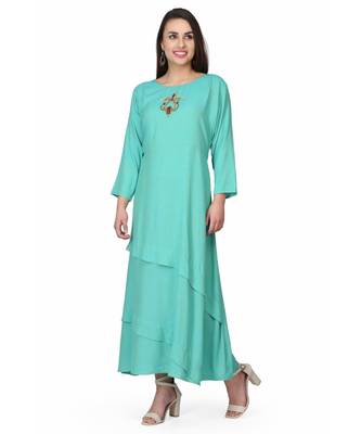 Rayon Green stitched  Kurti 3