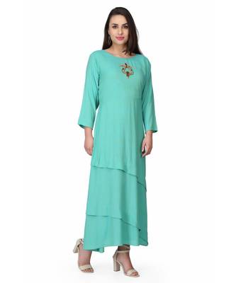 Rayon Green stitched  Kurti 4