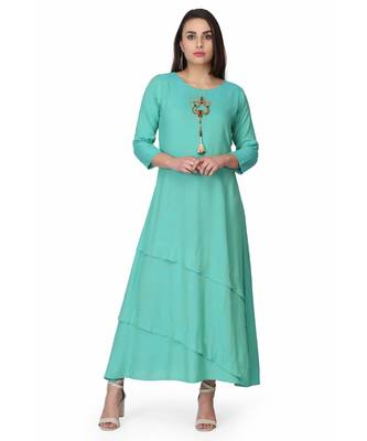 Rayon Green stitched  Kurti 1
