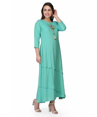 Rayon Green stitched  Kurti 3