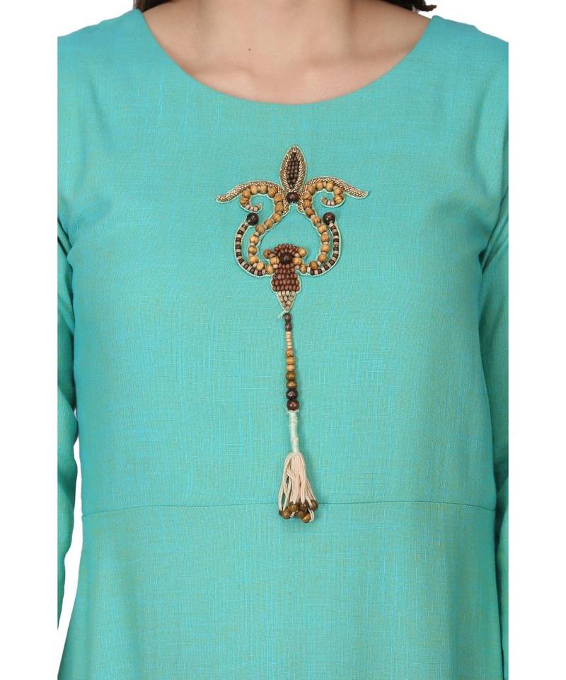 Rayon Green stitched  Kurti
