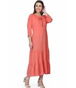 Rayon Rust orange stitched  Kurti