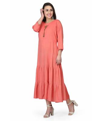 Rayon Rust orange stitched  Kurti 3