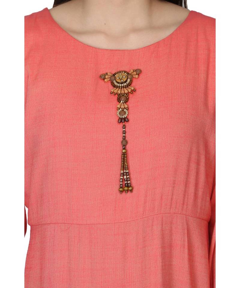 Rayon Rust orange stitched  Kurti