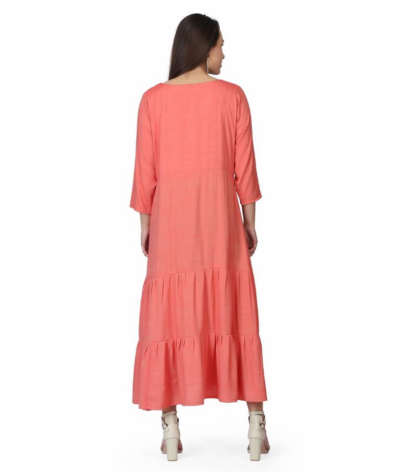 Rayon Rust orange stitched  Kurti