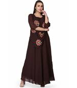 Georgette chocolate Brown stitched  Kurti