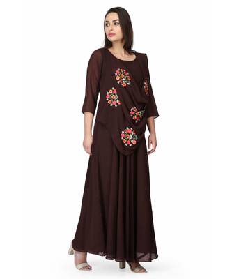 Georgette chocolate Brown stitched  Kurti 4