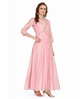 Chandari silk Pink stitched  Kurti 3