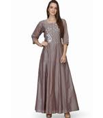 Chandari silk Grey stitched  Kurti