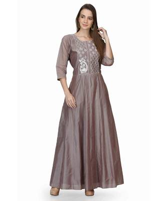 Chandari silk Grey stitched  Kurti 2