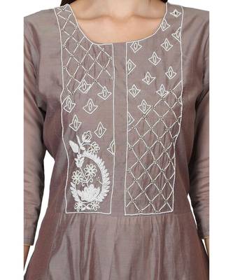 Chandari silk Grey stitched  Kurti 5