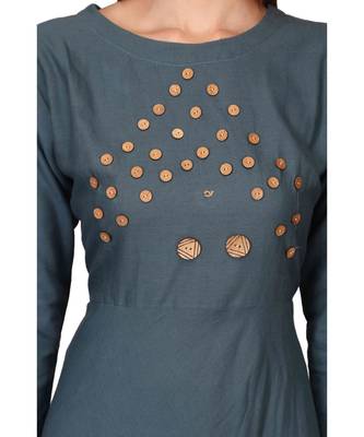 Cotton Teal Blue stitched  Kurti 5
