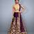 Purple Dori, Zari and Sequins Embroidered semi velvet semi stitched bridal lehenga for wedding