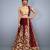 Maroon Dori Zari and Sequins Embroidered semi velvet semi stitched wedding lehenga for bridal