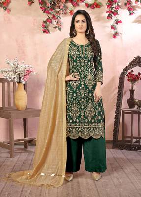 Green embroidered georgette salwar 1