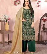 Green embroidered georgette salwar