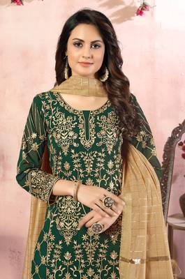 Green embroidered georgette salwar 3
