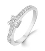 Single Solitaire Rhodium Plated Brass Ring for Women and Girls
