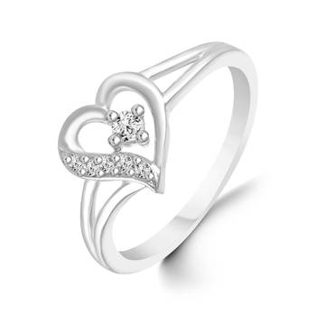 Stylist Heart Rhodium Plated Brass Ring for Women and Girls 1