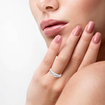 Single Solitaire Rhodium Plated Brass Ring for Women and Girls 2