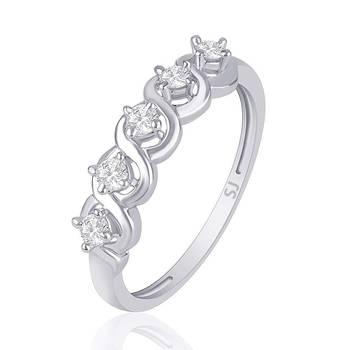 Swirl Design Diamond Studded Rhodium Plated Brass Ring foe Women and Girls 1