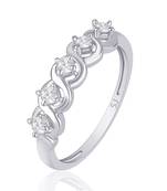 Swirl Design Diamond Studded Rhodium Plated Brass Ring foe Women and Girls