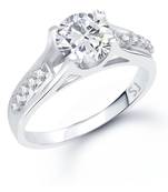 Single Solitaire Rhodium Plated Brass Ring for Women and Girls