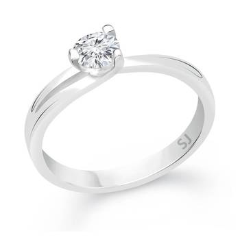 Single Solitaire Rhodium Plated Brass Ring for Women and Girls 1