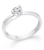 Single Solitaire Rhodium Plated Brass Ring for Women and Girls