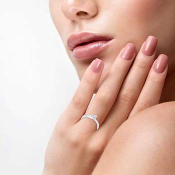 Single Solitaire Rhodium Plated Brass Ring for Women and Girls 2