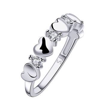 Heart Diamond Studded Rhodium Plated Brass Ring for Women and Girls 1