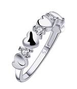 Heart Diamond Studded Rhodium Plated Brass Ring for Women and Girls