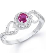Pink Ruby Diamond Studded Rhodium Plated Brass Ring foe Women and Girls