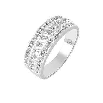  Cluster Solitaire Rhodium Plated Brass Ring for Women and Girls 1