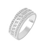 Cluster Solitaire Rhodium Plated Brass Ring for Women and Girls