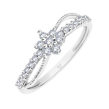 Floral Design Diamond Studded Rhodium Plated Brass Ring for Women and Girls 1