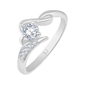 Single Solitaire Rhodium Plated Brass Ring for Women and Girls 1