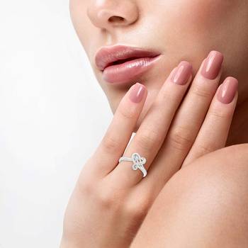 Heart Design Rhodium Plated Brass Ring for Women and Girls 2