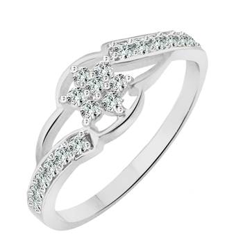  Flower Cluster Rhodium Plated Brass Ring for Women and Girls 1