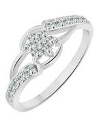  Flower Cluster Rhodium Plated Brass Ring for Women and Girls